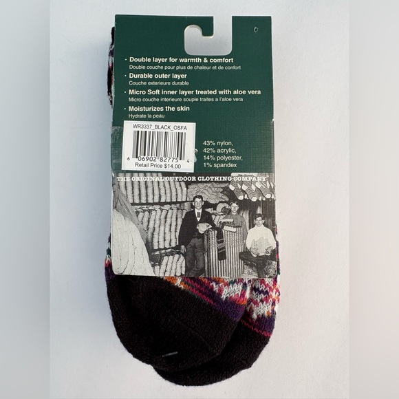 Woolrich Aloe-Infused Double Layer Home Socks Navy / Red Brand New - Picture 6 of 6